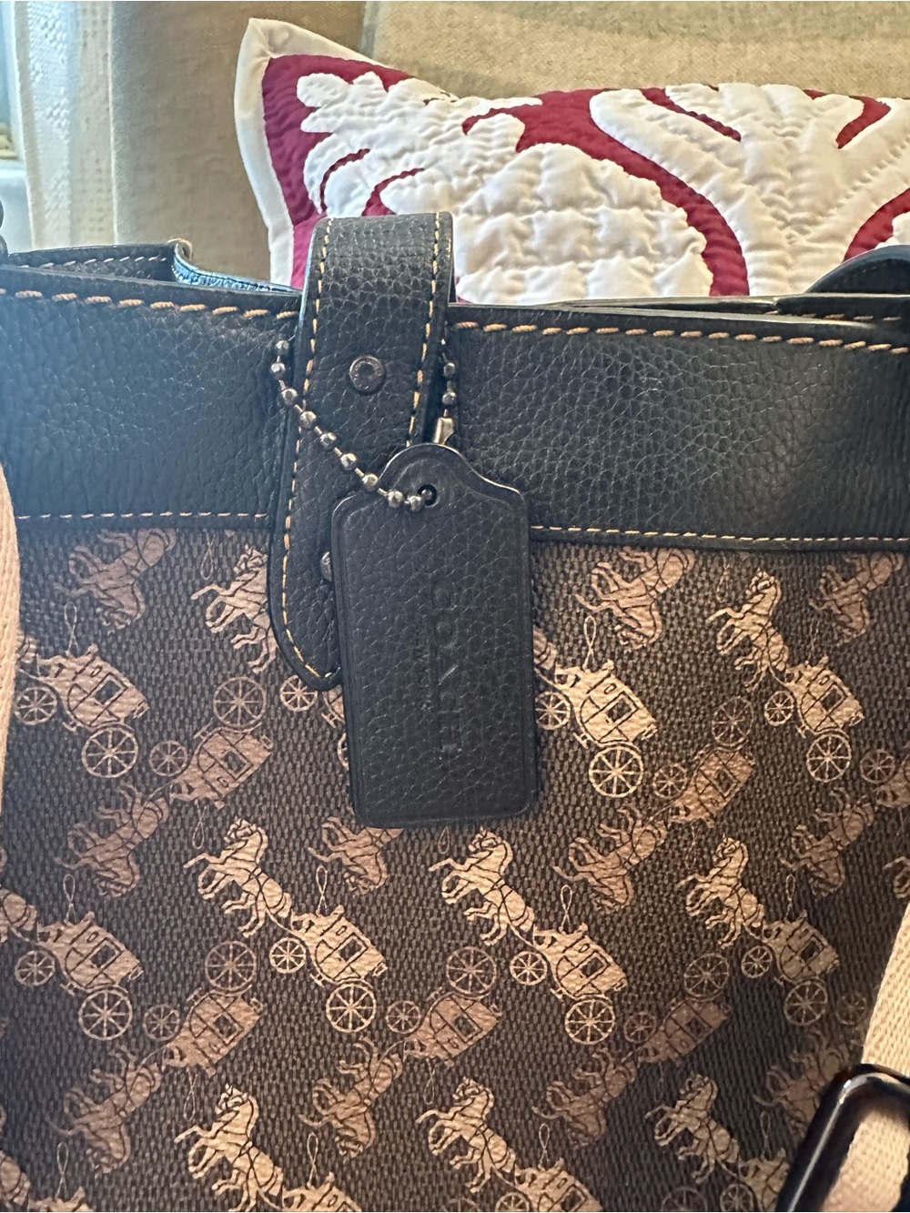 Coach Brown and Black Signature Horse & Carriage Tote - Picture 2 of 7